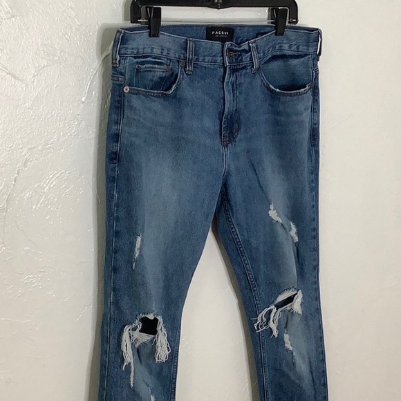 Pacsun Destructed Stacked Skinny ripped jeans men size 32 X 30 EUC - Picture 2 of 12